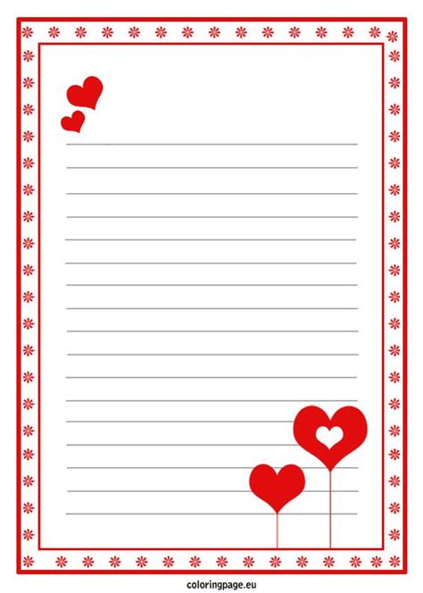 Love Letter Paper Template Valentines Day Pinterest Coloring