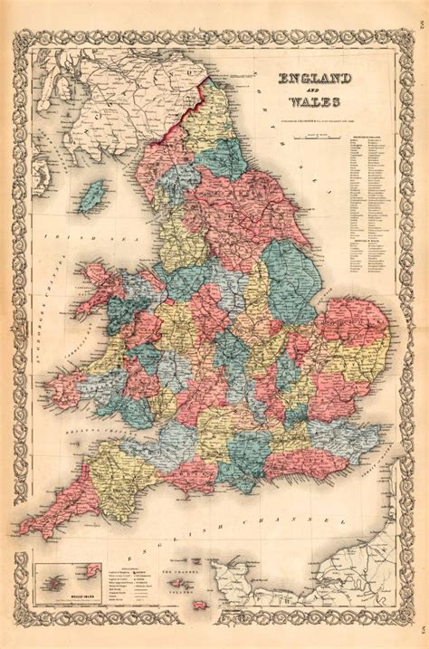 Old Map Of England By Joseph Colton Art Source International