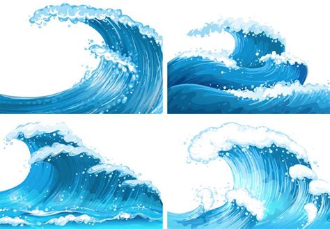 Four Scenes Of Ocean Waves 414236 Vector Art At Vecteezy