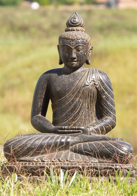 Sold Black Stone Meditating Buddha Statue 28 83ls6 Hindu Gods