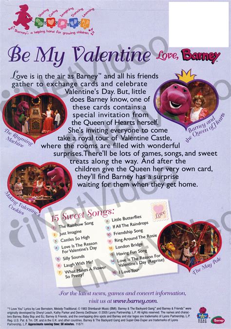 Barney Be My Valentine Love Barney On Dvd Movie