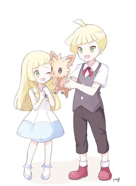 Aww Young Gladion And Lillie Pokémon Heroes Pokemon Cute Pokemon