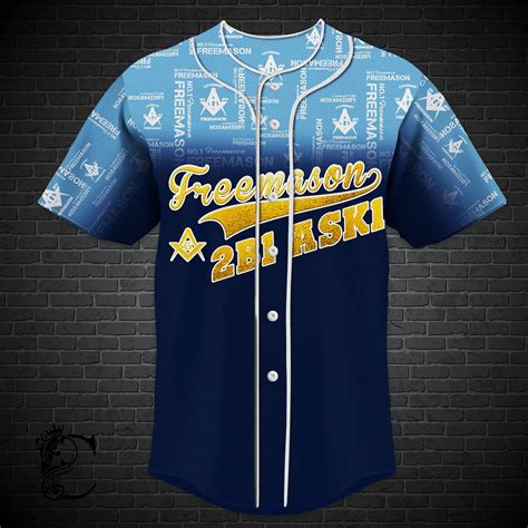 Custom Lodge Name Lodge Number Name Freemason Blue Baseball Jersey