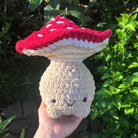Jumbo Mushroom Poppable Plushie Crochet Amigurumi Interactive Etsy Uk