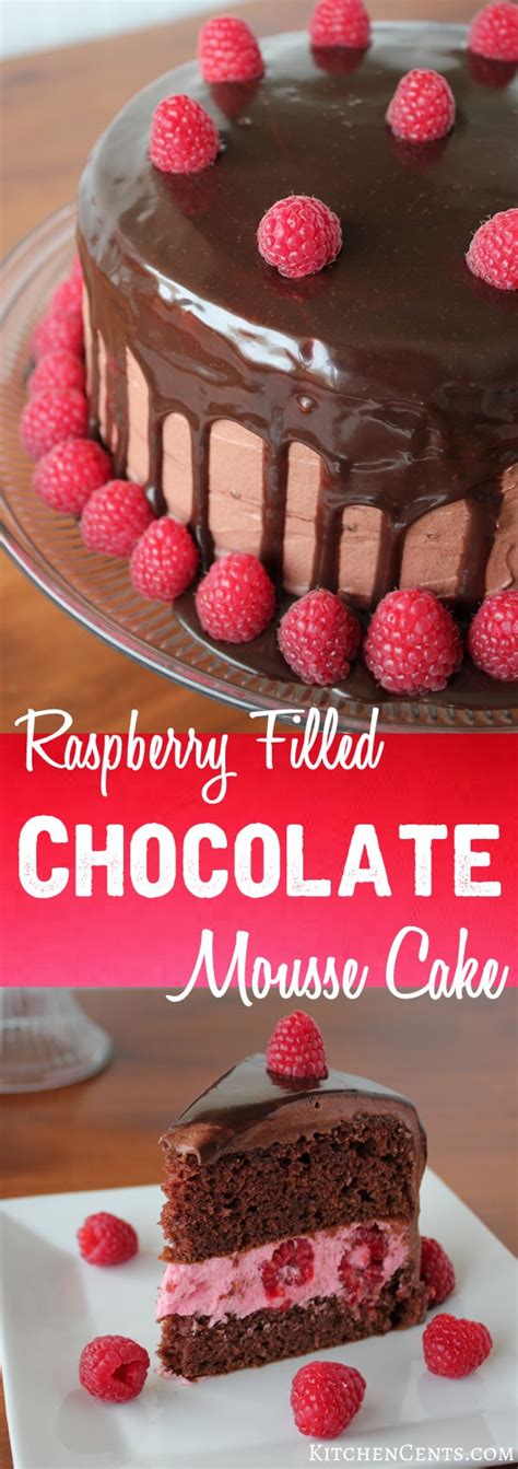 Bake in your preheated oven for 35 minutes or until a toothpick inserted in the middle of 7) make the ganache by heating up the heavy cream in small saucepan just to boiling point. Raspberry Filled Chocolate Mousse Cake with chocolate ganache