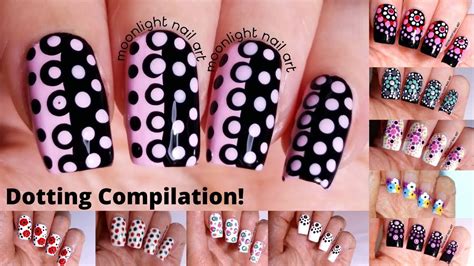 10 Easy Dotting Tool Nail Designs Compilation By Moonlight Nail Art Youtube