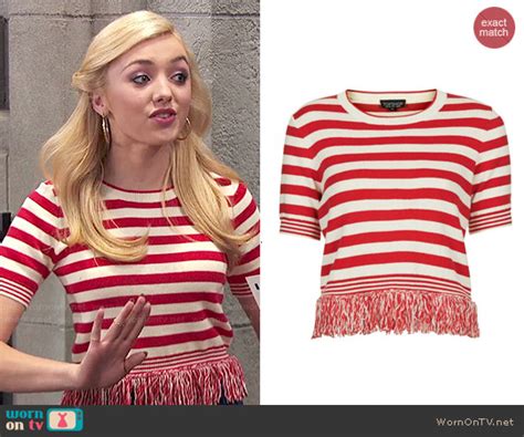 Wornontv Emmas Red Striped Top With Fringed Hem On Jessie Peyton List Clothes And Wardrobe