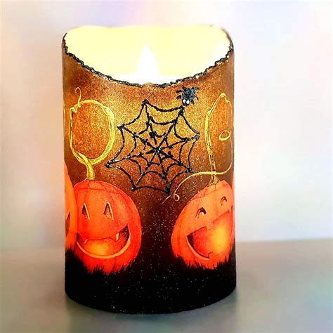 Halloween Led Pillar Candle Unique Decorative Flameless Etsy