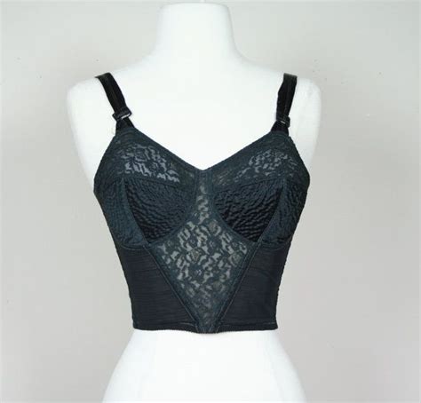 1950s Black Long Line Bra Black Lace And By Dottiemaevintage Bullet