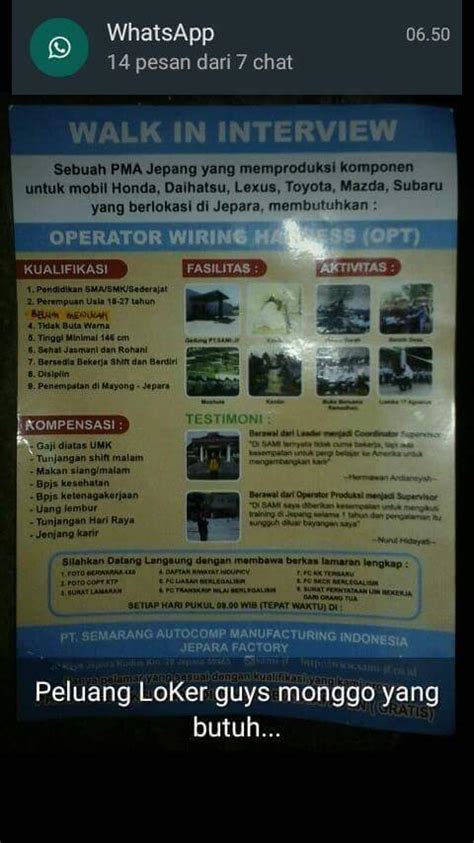 Jepara, kabupaten jepara, jawa tengah (+6 lainnya). Lowongan Kerja di PT. Semarang Autocomp Manufacturing Indonesia (SAMI) Jepara - Seputar Info ...