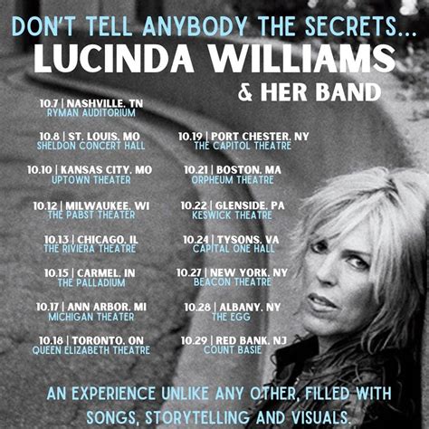 Lucinda Williams Announces Fall Tour Don T Tell Anybody The Secrets