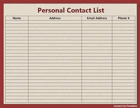 7 Best Images Of Free Printable Business Contact List Phone Contact