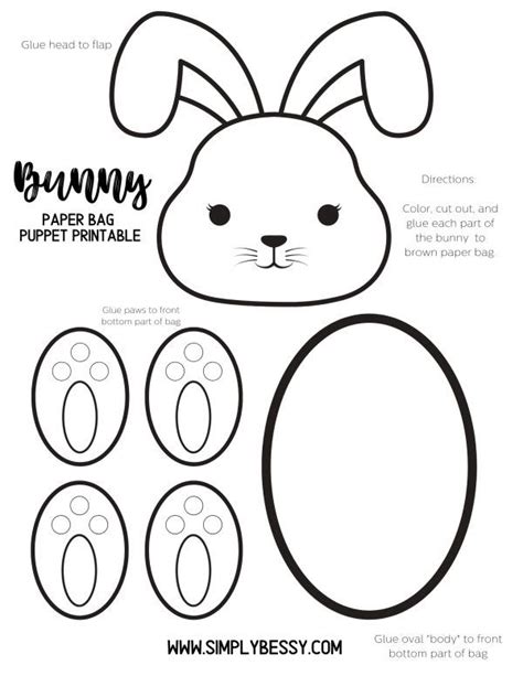 Free Printable Bunny Paper Bag Puppet Templates
