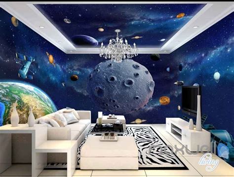 3d Earth Planet Ceiling Entire Room Wallpaper Wall Murals Art Prints