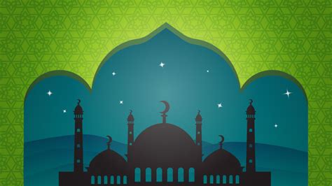 11701 Ramadhan Puasa Background Hijau Islamic Ornamen Siluet Masjid