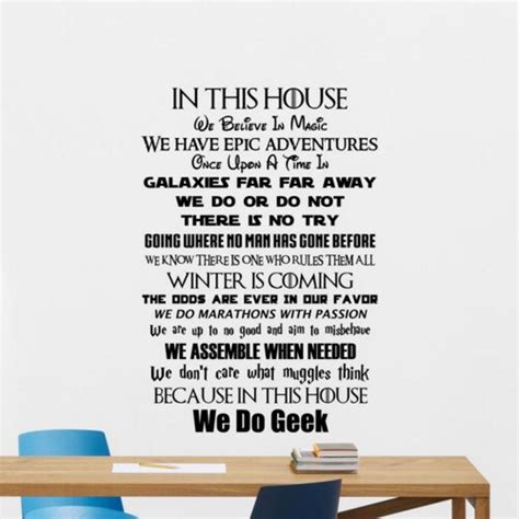 In This House We Do Star Wars Wall Decal Geek Poster Movie Etsy