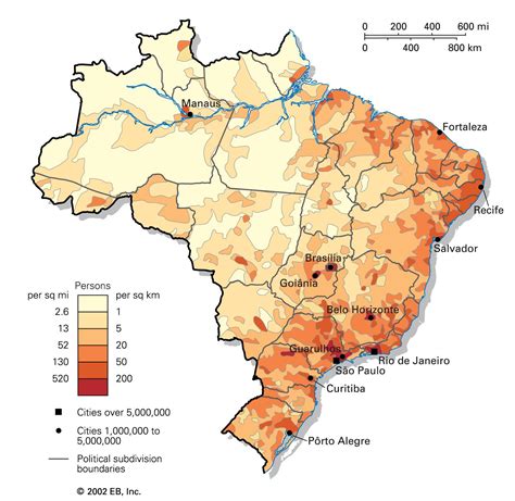 Brazil Population Density Map Population Density Map Brazil South