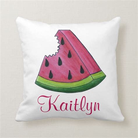 Personalized Pink Watermelon Slice Fruit Pillow Zazzle Pillows
