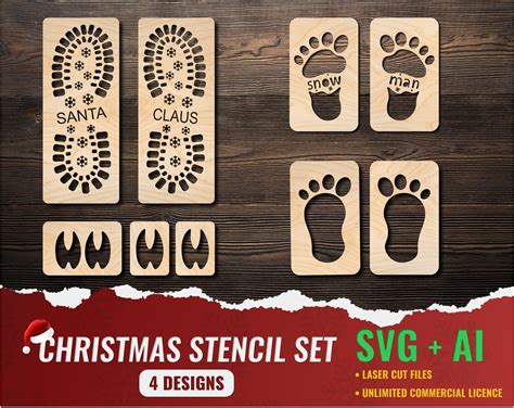 Santa Boot Print Laser Cut File Svg Christmas Stencils Etsy