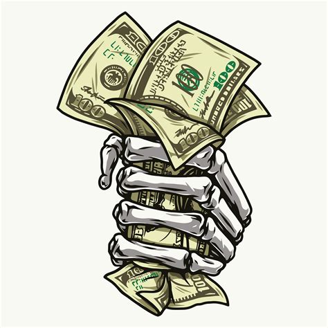 Colorful Skeleton Hand Holding Money Vector Illustration Download Cool Designs On