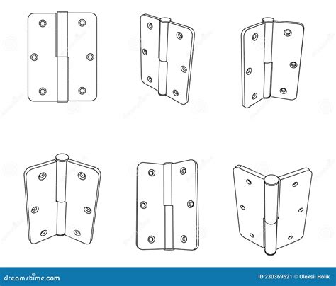 Vector Set Of Simple Door Hinge Stock Vector Illustration Of Metal