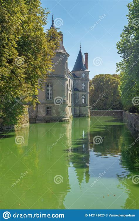 Side View Of The Chateau De Haroue With Its Moat Stock Image Image Of
