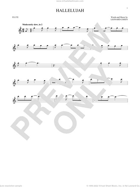 Cohen Hallelujah Sheet Music For Flute Solo Pdf Interactive