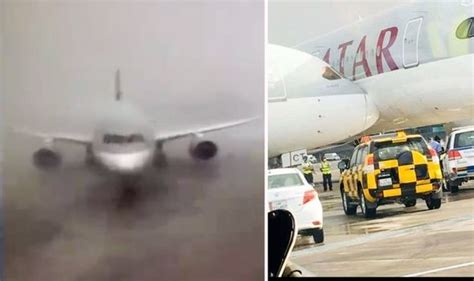 Flights Shocking Moment Qatar Airways Plane Crash Spotted Amid Storm