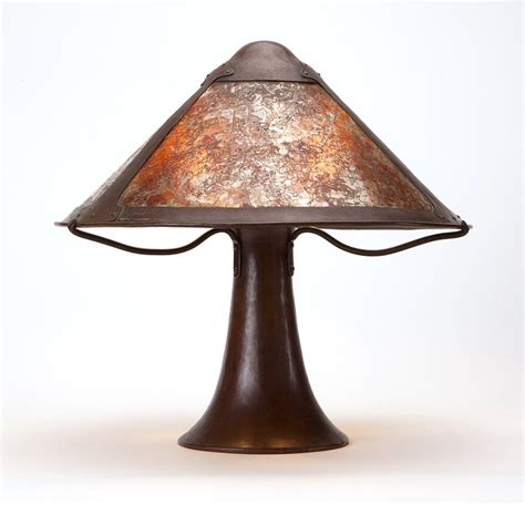 A Dirk Van Erp Copper And Mica Table Lamp Impressed Closed Box Windmill