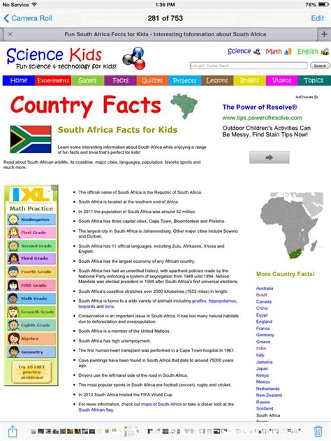 Facts About South Africa Facts For Kids Science For Kids South