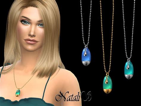 Sea Glass Pendant Necklace Found In Tsr Category Sims 4 Female