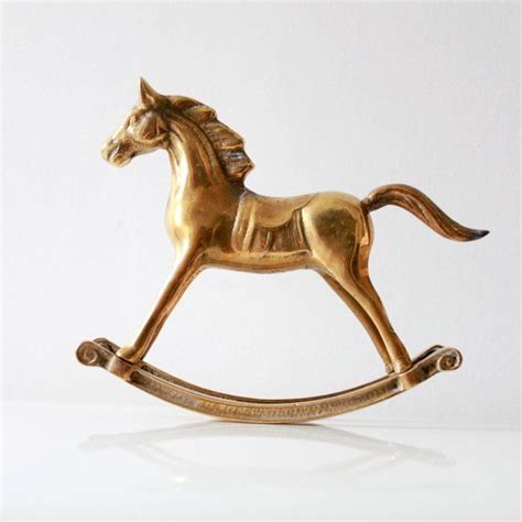 Vintage Brass Rocking Horse Figurine Etsy Horse Figurine Rocking