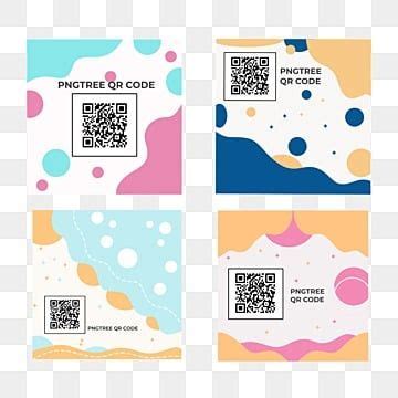 Four Different Colored Squares With Qr Code On Them And One Has An Image Of