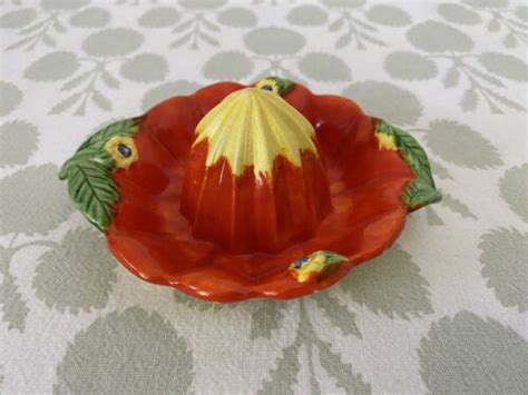 Vintage Ceramic Juicer Reamer Orange Floral Bright Made In Japan Ebay