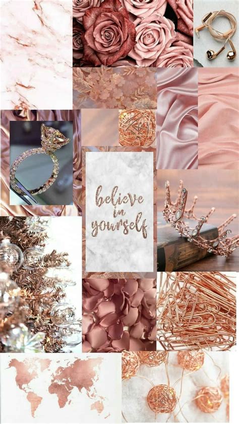 Download Pink Rose Gold Collage Wallpaper