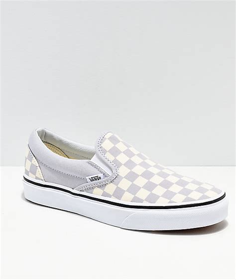 Here is a quick review of these shoes. Vans Slip On Checkerboard Grey, Dawn & White Shoes | Zumiez