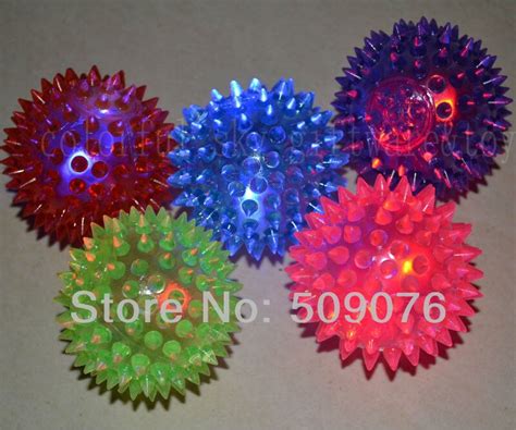 Pcs Lot Cm Rubber Led Bouncy Ball Light Up Spiky Stress Balls Sensory Led Flashing Massage