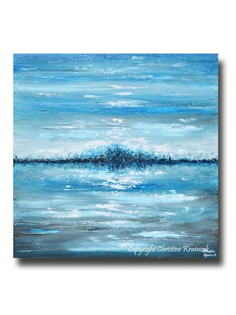 Custom Art Abstract Painting Blue Brown White Modern