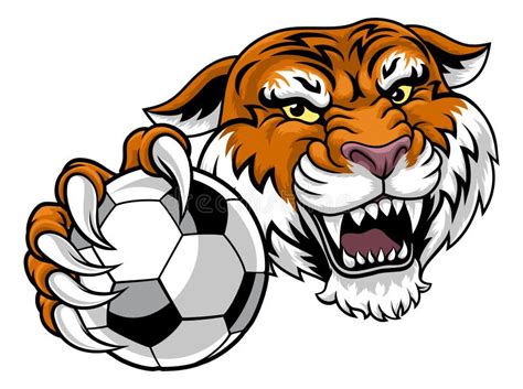 Tiger Soccer Football Animal Sports Team Mascot Stock Vector