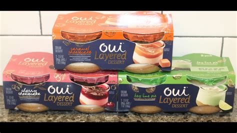 Oui Layered Dessert Caramel Cheesecake Cherry Cheesecake And Key Lime Pie Review Youtube