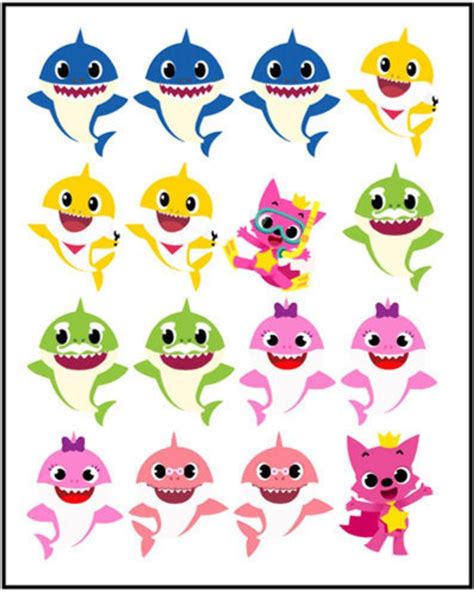 16 Edible Cut Out Baby Shark Inspired Images For Rice Krispie Etsy