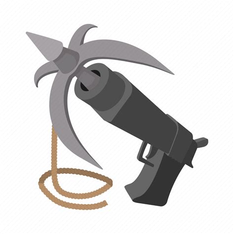 Cartoon Equipment Grapple Grappling Gun Hook Metal Icon