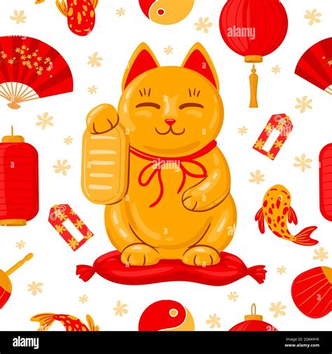 Japanese Maneki Neko Banner Good Luck Japan Traditional Cat Cute