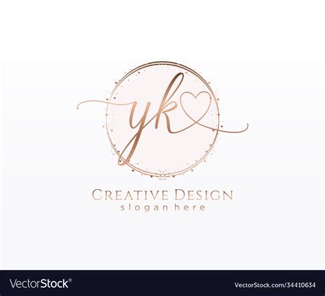 Initial Yk Handwriting Logo With Circle Template Vector Image