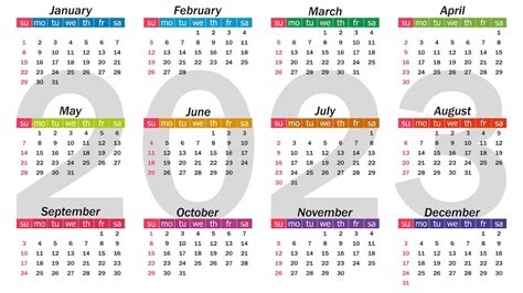 Calendario 2023 Anual La Semana Comienza El Domingo Con Números Negros