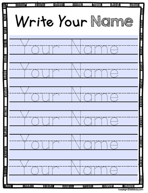 Pre K Name Tracing Template