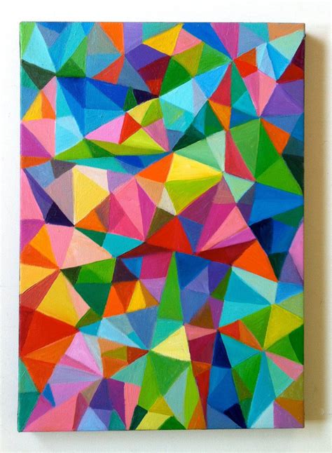 Abstract Painting Triangles Home Decor Mosaic Rainbow Colorful