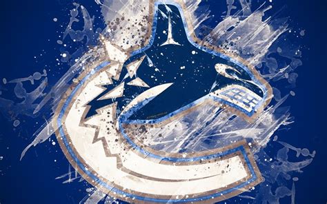 Download Wallpapers Vancouver Canucks K Grunge Art Canadian Hockey Club Logo Blue