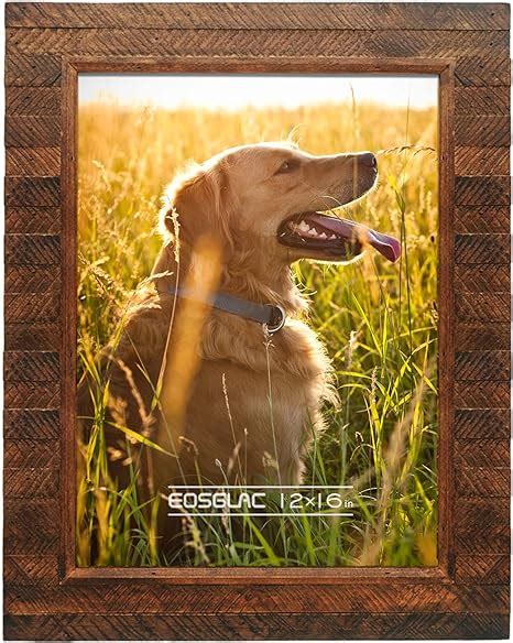 Eosglac 12x16 Poster Picture Frame Rustic Brown Handmade Wood Plank