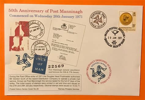 Iom Post Office Fdc 50th Anniversary Of Post Manninagh 2021 Ebay
